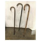 3 wooden canes
