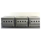 THREE Silver Nintendo GameCubes, no power cords,