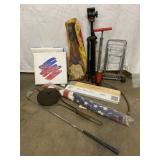 Outside fun, badminton, cushions, golf club,