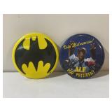 Retro ALF for President & Batman button pins