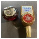 Vintage Natural LIght beer tap handle & glass