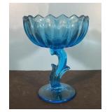 Vintage Blue Indiana Glass Flower Candy Bowl