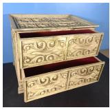 Vintage Red-Lined Jewelry Box-9.5"x7.5"