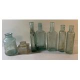 Antique medicine bottles-tallest is 7" tall