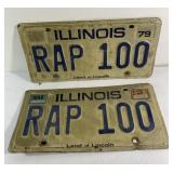 1979 Illinois RAP 100 personalized license plates