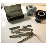 Antique ceramic insulators, vintage metal boc &