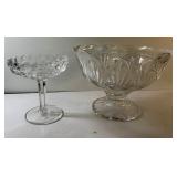 Vintage pressed glass pedestal bowls-6" & 7"