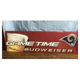 39x12 Metal Budweiser Game Time NFL Rams sign