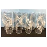 9 mid century mod leaf glasses-7" tall