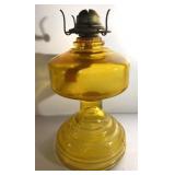 Vintage Eagle amber glass oil lamp base-11"