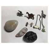 Vintage rocks, geodes & costume jewelry