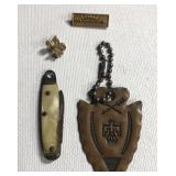 Vintage costume jewelry & tiny pocket knife