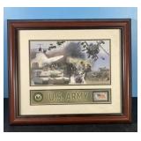 NICE US Army stamp & print framed matted 12x14
