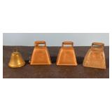Small vintage copper & brass cow and other bells