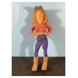 Hand carved wooden cowgirl figurine1998