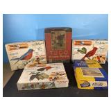 2 puzzles and 3 bird, plastic life-size model