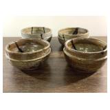 Four 2-3/4" tall hand thrown signed bowls