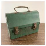 Vintage green metal lunch box