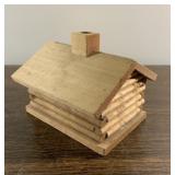 5" tall wood incense light cabin
