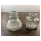 Two vintage glass ink bottles