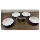 Two Bon Opto aluminum eye cups and four 3-1/2"