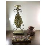 19" tall metal candle holder, 3 votive holder and