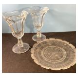 RARE antique pink depression Alphabet/Clock plate