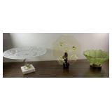 Vintage yellow depression glass, platter & more