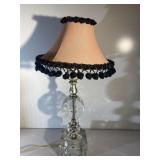 Vintage small glass night stand lamp w/ pink black