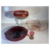 Vintage pink and red glass pieces