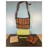 3 Purses & One Wooven Mini bag