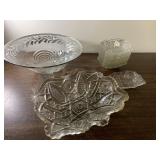 Vintage pressed glass bowls and trays