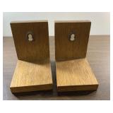 Vintage wood bookends with Cameos