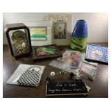 Pretty anniversary clock, NEW w/ tags items, more