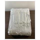 Pretty white floral cloth shower curtain