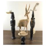 Vintage wood carved figurines-10" tall is tallest