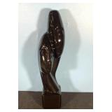 Vintage 2 head black ceramic statue