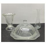 Vintage depression glass dome server & more