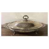 Antique silverplate serving platter glass insert-
