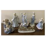 Pretty porcelain figurines-tallest is 8"-no marks