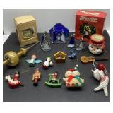 Vintage Christmas ornaments-glass topper, stained