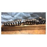 Antique railroad ties numbered nails