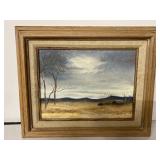Vintage canvas oil painting framed 14x17"