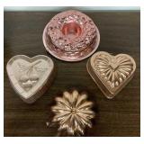 Vintage copper & metal decorative jello molds