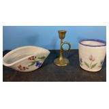 Pretty clay stoneware pieces & brass