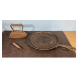 Antique cast iron griddle, iron & fish scale