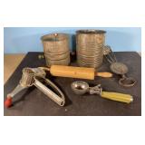 Antique kitchen tools-flour sifters Bromwells &