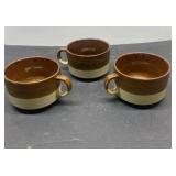 3 Vintage Stoneware Soup Mugs
