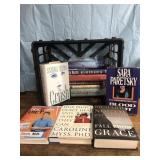 Crate of hardback novels-Sue Grafton, Jack Higgins
