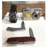 Sony Cyber-shot camera, freestyle watch and two